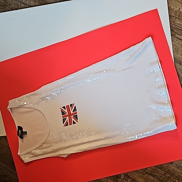 Twiggy London Sparkly white long tank top Small - Picture 3 of 7